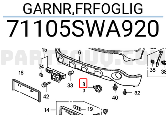 Honda 71105SWA920 GARNR,FRFOGLIG