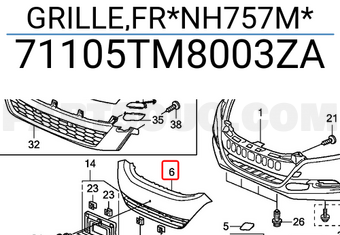 Honda 71105TM8003ZA GRILLE,FR*NH757M*
