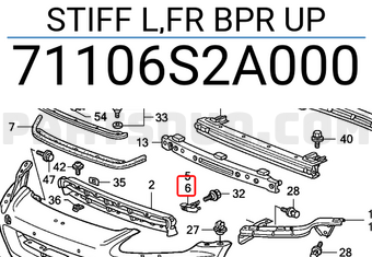 Honda 71106S2A000 STIFF L,FR BPR UP