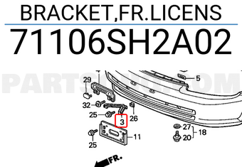Honda 71106SH2A02 BRACKET,FR.LICENS