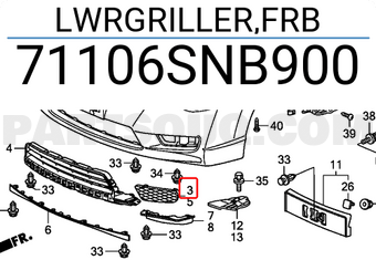 Honda 71106SNB900 LWRGRILLER,FRB