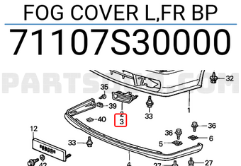 Honda 71107S30000 FOG COVER L,FR BP