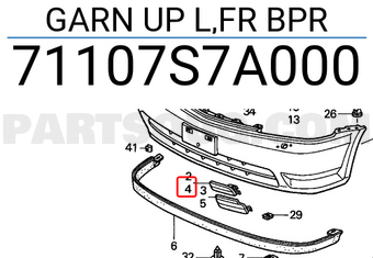 Honda 71107S7A000 GARN UP L,FR BPR