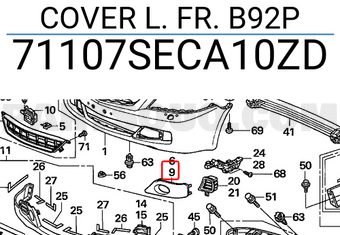 Honda 71107SECA10ZD COVER L. FR. B92P