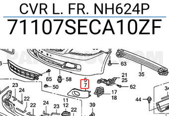 Honda 71107SECA10ZF CVR L. FR. NH624P
