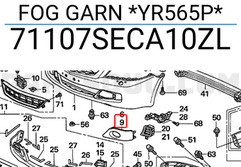 Honda 71107SECA10ZL FOG GARN *YR565P*
