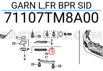 Honda 71107TM8A00 GARN L,FR BPR SID