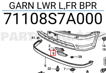 Honda 71108S7A000 GARN LWR L,FR BPR