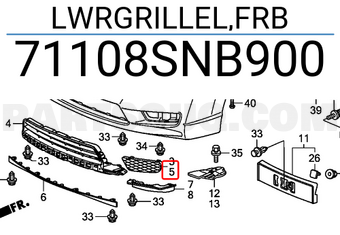 Honda 71108SNB900 LWRGRILLEL,FRB