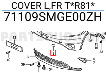 Honda 71109SMGE00ZH COVER L,FR T*R81*