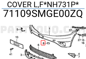 Honda 71109SMGE00ZQ COVER L,F*NH731P*
