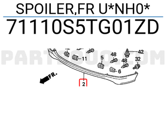 Honda 71110S5TG01ZD SPOILER,FR U*NH0*