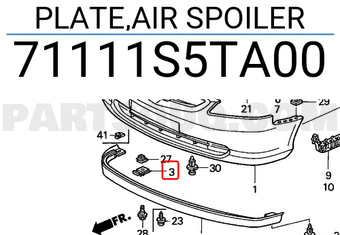 Honda 71111S5TA00 PLATE,AIR SPOILER