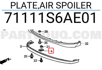 Honda 71111S6AE01 PLATE,AIR SPOILER