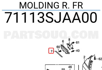 Honda 71113SJAA00 MOLDING R. FR