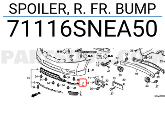 Honda 71116SNEA50 SPOILER, R. FR. BUMP