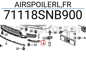 Honda 71118SNB900 AIRSPOILERL,FR