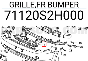 Honda 71120S2H000 GRILLE,FR BUMPER