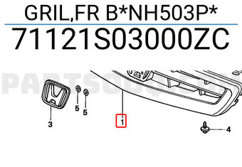 Honda 71121S03000ZC GRIL,FR B*NH503P*