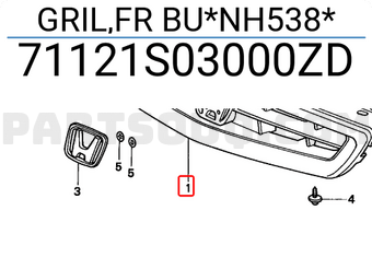 Honda 71121S03000ZD GRIL,FR BU*NH538*