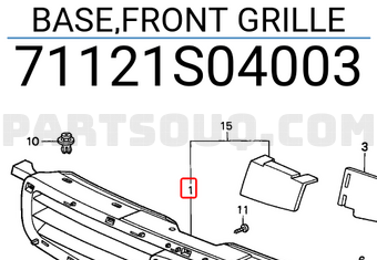 Honda 71121S04003 BASE,FRONT GRILLE
