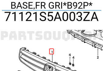 Honda 71121S5A003ZA BASE,FR GRI*B92P*