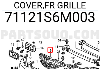 Honda 71121S6M003 COVER,FR GRILLE