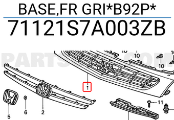 Honda 71121S7A003ZB BASE,FR GRI*B92P*