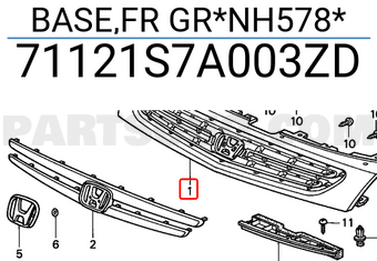Honda 71121S7A003ZD BASE,FR GR*NH578*