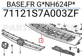 Honda 71121S7A003ZF BASE,FR G*NH624P*