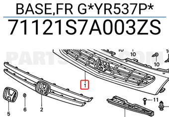 Honda 71121S7A003ZS BASE,FR G*YR537P*