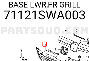 Honda 71121SWA003 BASE LWR,FR GRILL