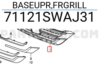Honda 71121SWAJ31 BASEUPR,FRGRILL
