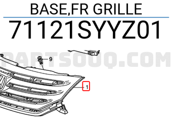 Honda 71121SYYZ01 BASE,FR GRILLE