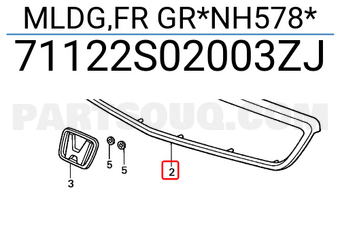 Honda 71122S02003ZJ MLDG,FR GR*NH578*