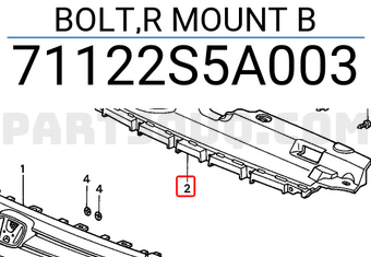 Honda 71122S5A003 BOLT,R MOUNT B