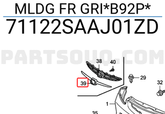 Honda 71122SAAJ01ZD MLDG FR GRI*B92P*