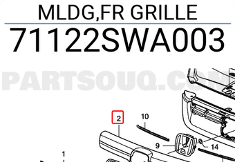 Honda 71122SWA003 MLDG,FR GRILLE
