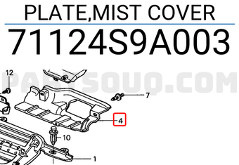 Honda 71124S9A003 PLATE,MIST COVER