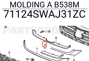 Honda 71124SWAJ31ZC MOLDING A B538M