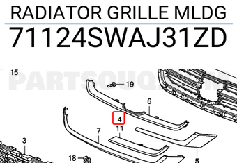 Honda 71124SWAJ31ZD RADIATOR GRILLE MLDG