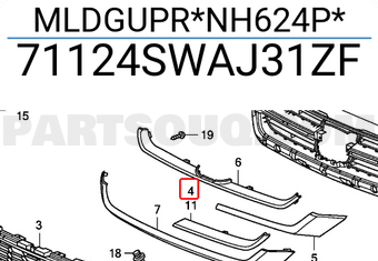 Honda 71124SWAJ31ZF MLDGUPR*NH624P*