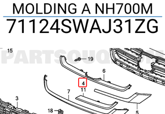 Honda 71124SWAJ31ZG MOLDING A NH700M