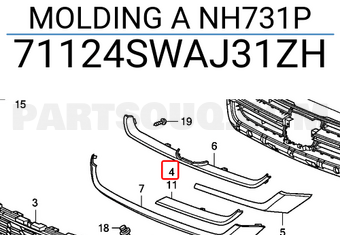 Honda 71124SWAJ31ZH MOLDING A NH731P