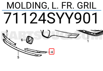 Honda 71124SYY901 MOLDING, L. FR. GRIL