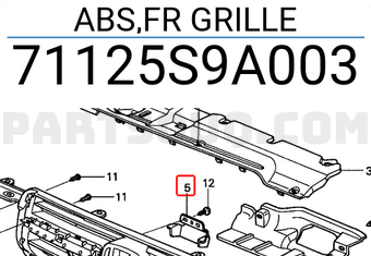 Honda 71125S9A003 ABS,FR GRILLE