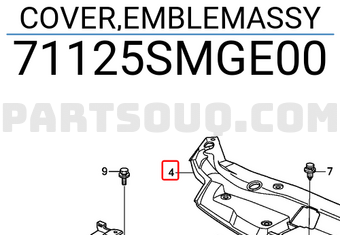 Honda 71125SMGE00 COVER,EMBLEMASSY