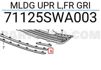 Honda 71125SWA003 MLDG UPR L,FR GRI