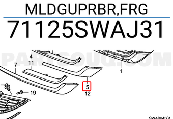 Honda 71125SWAJ31 MLDGUPRBR,FRG