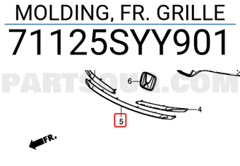 Honda 71125SYY901 MOLDING, FR. GRILLE